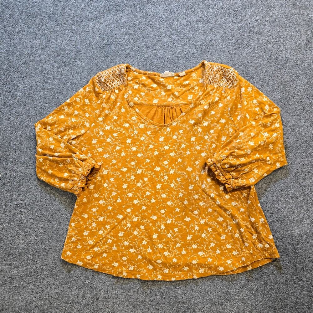 Fat Face Top Womens Size 10 Yellow Floral Popover Peasant Prairie Casual Capsule